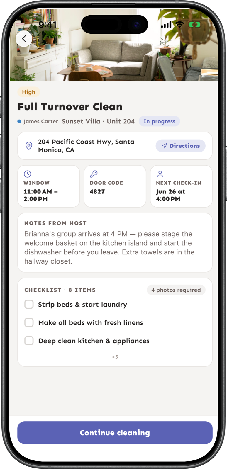 Welcora cleaner app overview screen